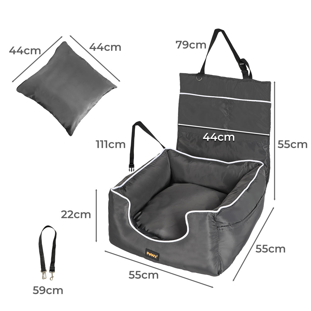 PaWz Dog Car Booster Seat Belt Pet Backrest Grey-1886651029483819010